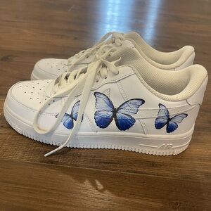 Drip Creationz Blue Butterfly Nike Air Force 1 Sneakers